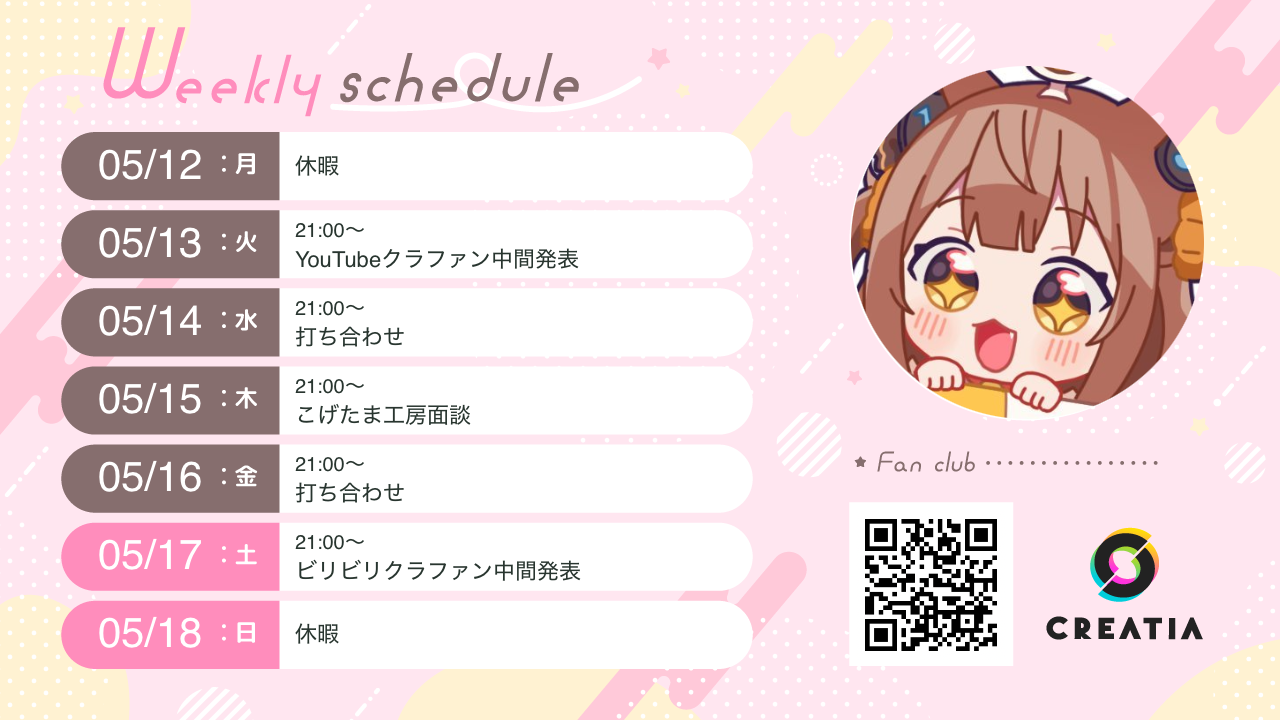 2025-05-12週の予定