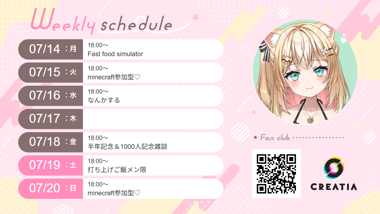 2025-07-14週の予定