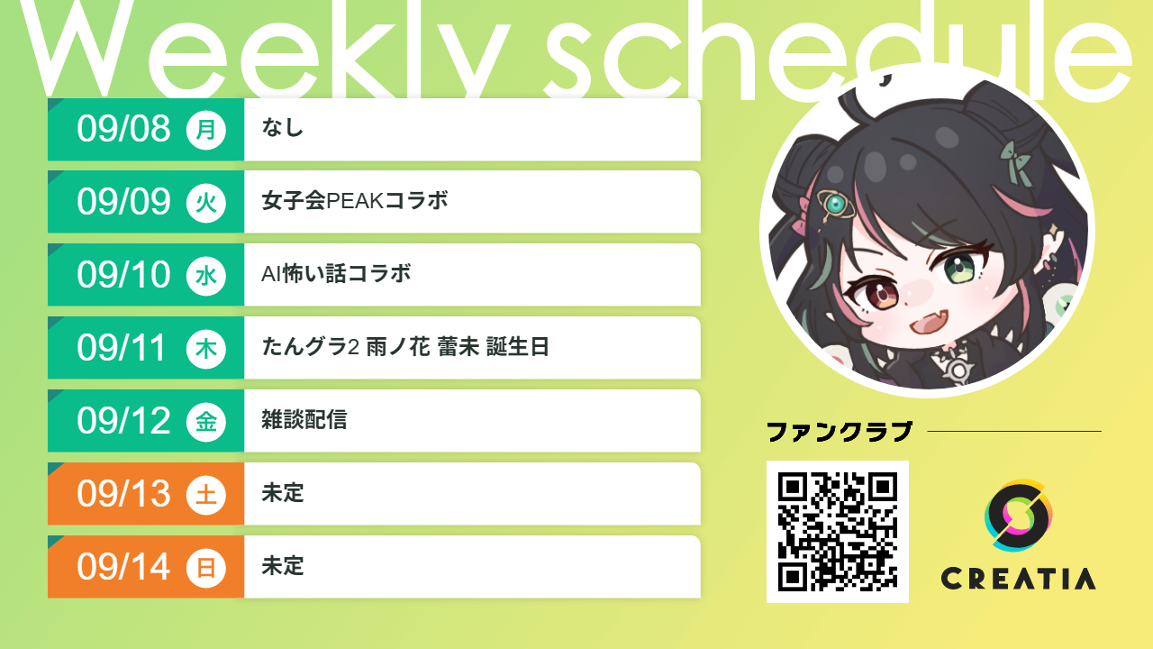 2025-09-08週の予定