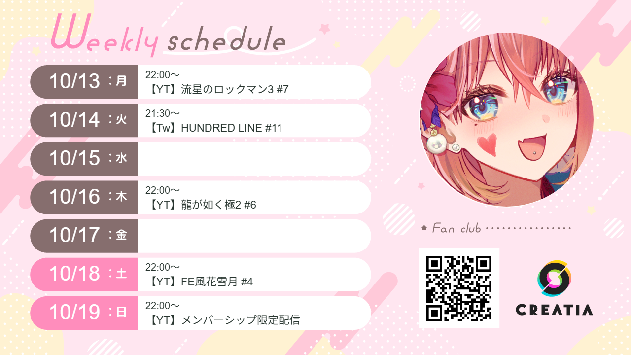 2025-10-13週の予定