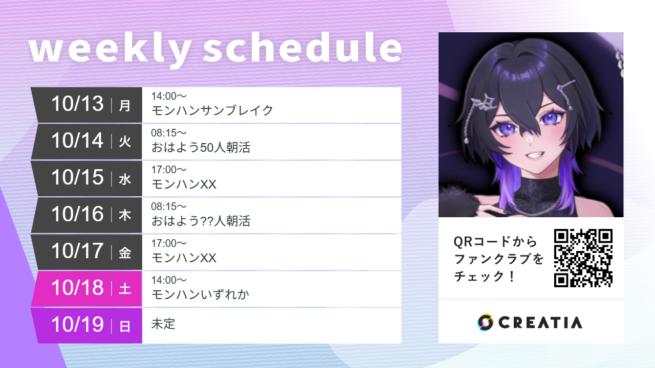 2025-10-13週の予定