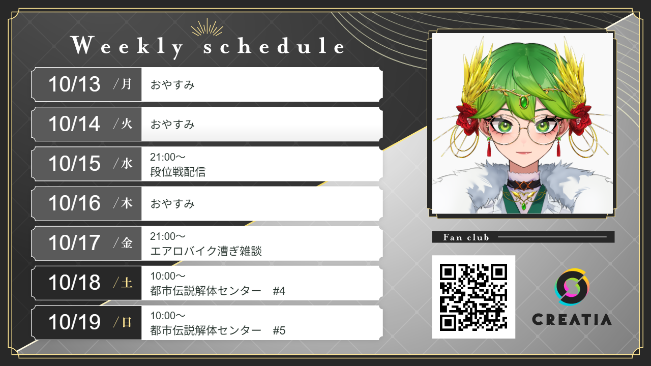 2025-10-13週の予定