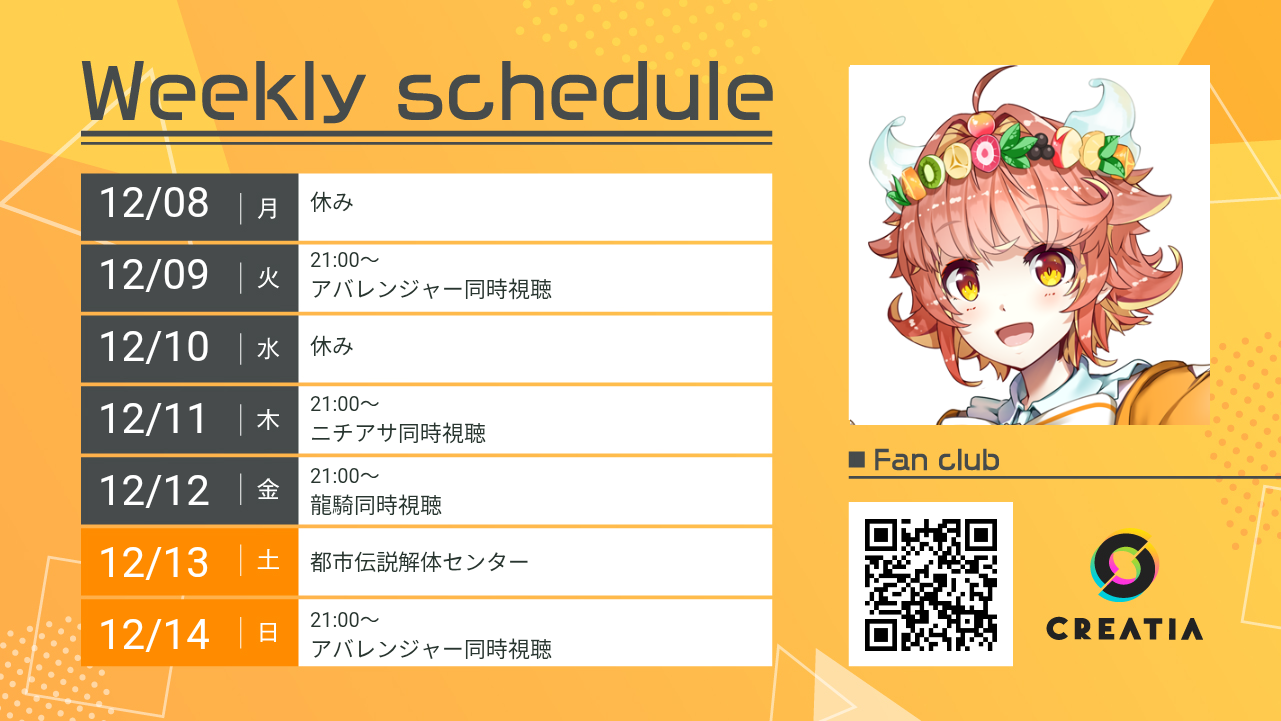 2025-12-08週の予定